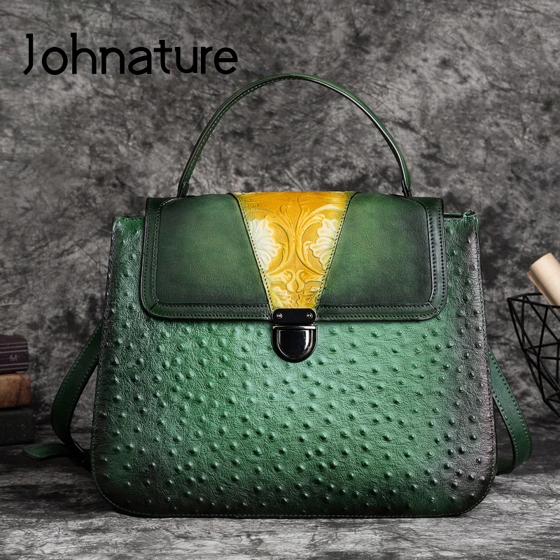 Johnature 2021 New Genuine Leather Luxury Handbags Women Bags Designer Ostrich Pattern Versatile Cowhide Shoulder Messenger Bags
Johnature 2021 New Genuine Leather Luxury Handbags Women Bags Designer Ostrich Pattern Versatile Cowhide Shoulder Messenger Bags