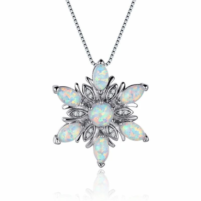 Cute Fwmale Crystal Snowflake Pendant Necklace Punk Silver Color Chain Necklace Boho White Blue Opal Wedding Necklaces For Women
Cute Fwmale Crystal Snowflake Pendant Necklace Punk Silver Color Chain Necklace Boho White Blue Opal Wedding Necklaces For Women