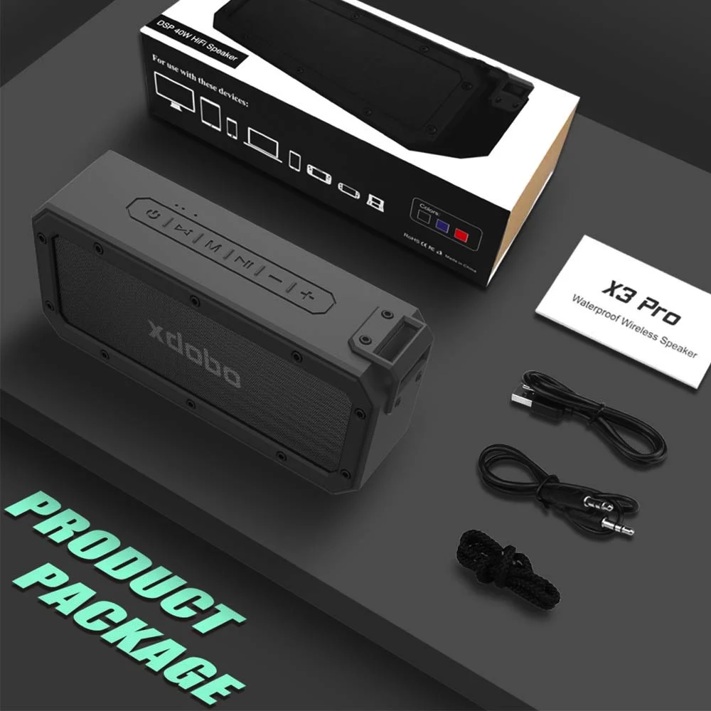 XDOBO X3 40W Portable Wireless Speaker Bluetooth Soundbar Subwoofer with Deep Bass TWS Type-C IPX7 Waterproof 8-15 Hours BT4.2
XDOBO X3 40W Portable Wireless Speaker Bluetooth Soundbar Subwoofer with Deep Bass TWS Type-C IPX7 Waterproof 8-15 Hours BT4.2
