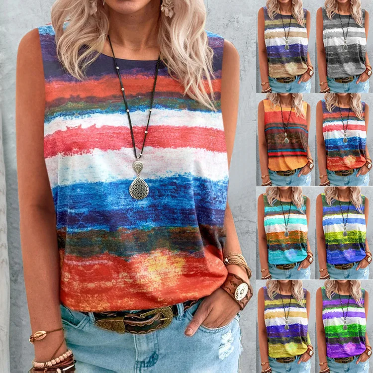 2021 new summer European and American foreign trade women's hot style gradient contrast color vest t-shirt women ALqinwa
2021 new summer European and American foreign trade women's hot style gradient contrast color vest t-shirt women ALqinwa