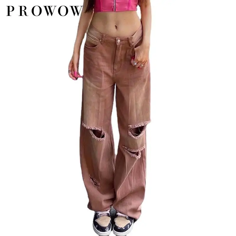 Prowow 2021 New Hole Gradient Jeans New Female Street Snap The Drape Of Tall Waist Hole Straight Leg Fashion Pants
Prowow 2021 New Hole Gradient Jeans New Female Street Snap The Drape Of Tall Waist Hole Straight Leg Fashion Pants