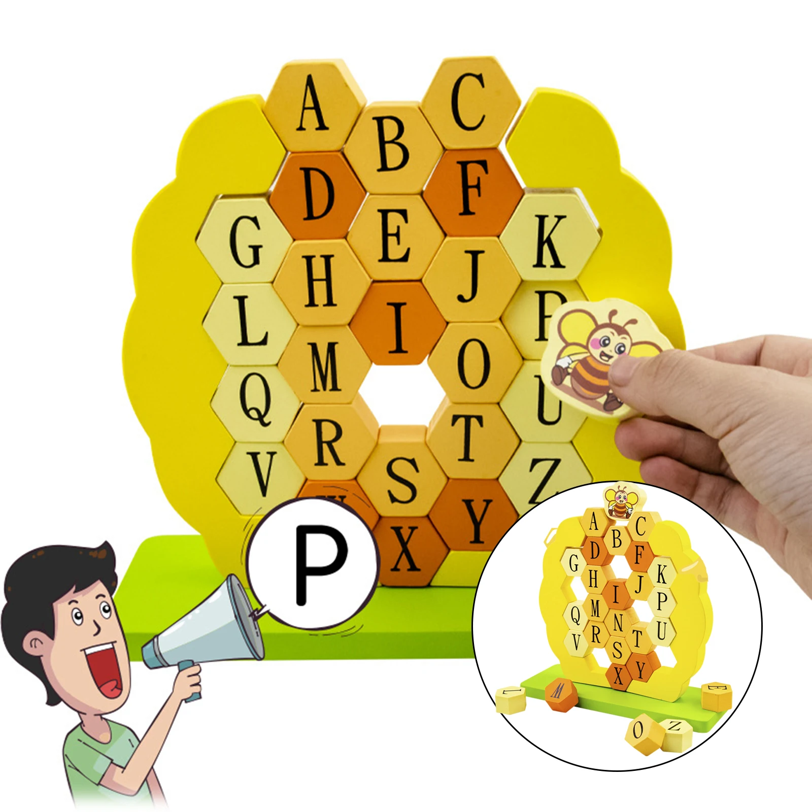 Honeycomb ABC Alphabet Puzzle Stacker Board Early Learning Educational Teaching Aids Motor Skill Montessori Sensory Toys 
Honeycomb ABC Alphabet Puzzle Stacker Board Early Learning Educational Teaching Aids Motor Skill Montessori Sensory Toys