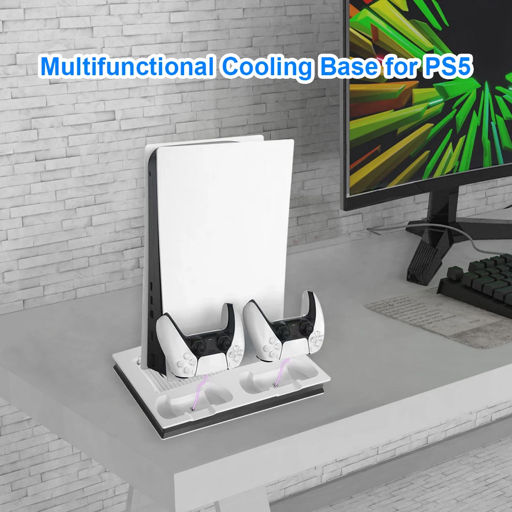 Cooling Stand Controller Charger Cooing Fan Games Slot Micro Dongles Vertical 4 USB C Connectors for PlayStation 5
Cooling Stand Controller Charger Cooing Fan Games Slot Micro Dongles Vertical 4 USB C Connectors for PlayStation 5