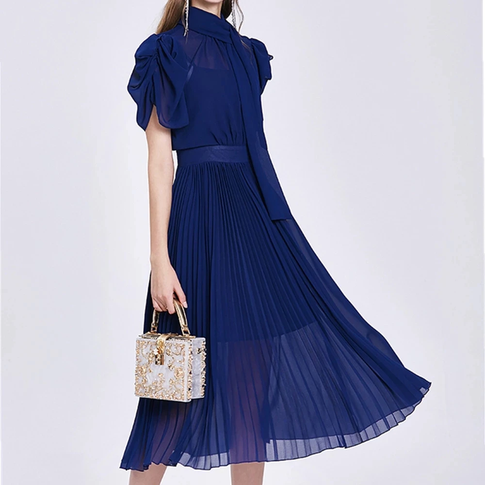 Korean Fashion Elegant Draped Pleated Chiffon Dresses for Women 2022 Summer Vintage Short Sleeve Pink Blue Dress Midi Vestidos
Korean Fashion Elegant Draped Pleated Chiffon Dresses for Women 2022 Summer Vintage Short Sleeve Pink Blue Dress Midi Vestidos