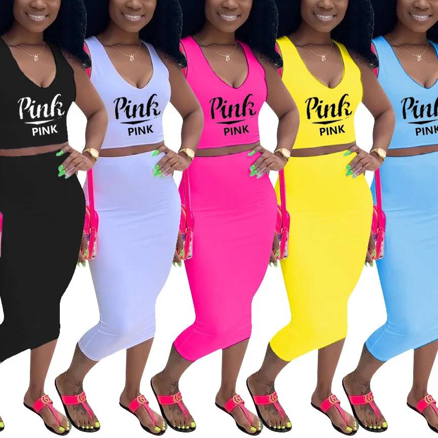 New Summer Women Pink Letter Print Casual Two Piece Set Bodycon Dress Tank Top Long Skirt Suit Club Party Outfits Matching Set
New Summer Women Pink Letter Print Casual Two Piece Set Bodycon Dress Tank Top Long Skirt Suit Club Party Outfits Matching Set