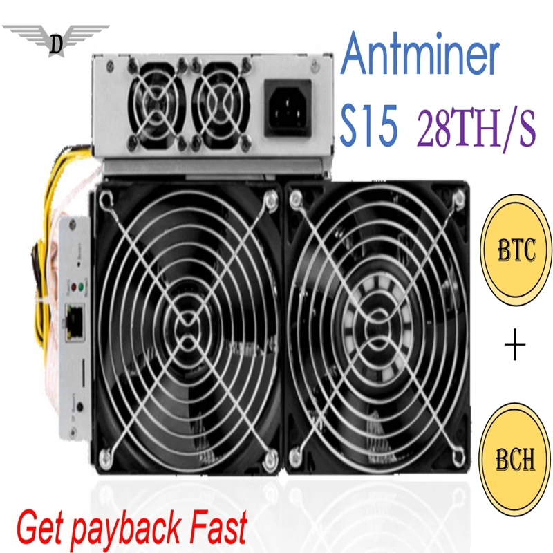 Б/у Antminer S15 28TH/s Bitmain asic Майнер для биткойнов mining BTC с PSU лучше чем antmniner s9 асик майнер