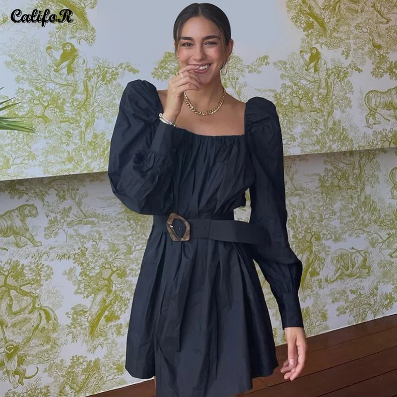 Solid Belt Woman Dress Fashion Square Collar Office Ladies Vestidos Long Sleeve Autumn New Female Clothing Fold Shirring Dresses
Solid Belt Woman Dress Fashion Square Collar Office Ladies Vestidos Long Sleeve Autumn New Female Clothing Fold Shirring Dresses