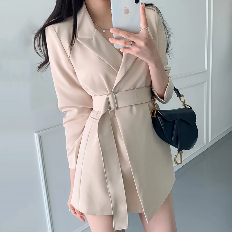 Korean Style Office Ladies Coat with Belt Long Sleeve Turn Down Collar Solid Color Casual Women Jacket Elegant 2020 Autumn
Korean Style Office Ladies Coat with Belt Long Sleeve Turn Down Collar Solid Color Casual Women Jacket Elegant 2020 Autumn