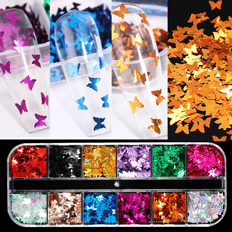 12 grids/Set Spring Holographics Butterfly Flakes 3D Laser Butterfly Sequins Glitter Sparkly Tips DIY Polish Nail Art Decoration
12 grids/Set Spring Holographics Butterfly Flakes 3D Laser Butterfly Sequins Glitter Sparkly Tips DIY Polish Nail Art Decoration