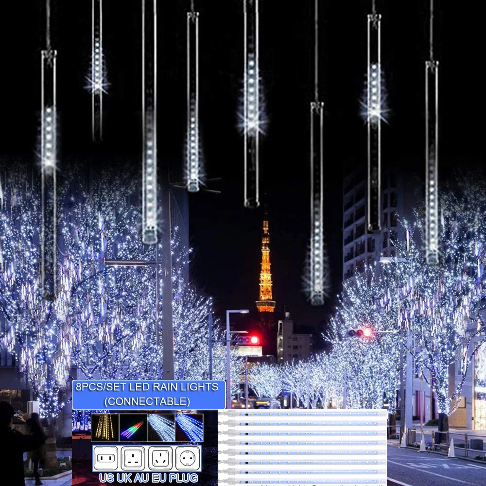 Christmas Lights LED Meteor Shower Rain Lights Waterproof Falling Rain Fairy String Lights Halloween Holiday Outdoor Decoration
Christmas Lights LED Meteor Shower Rain Lights Waterproof Falling Rain Fairy String Lights Halloween Holiday Outdoor Decoration