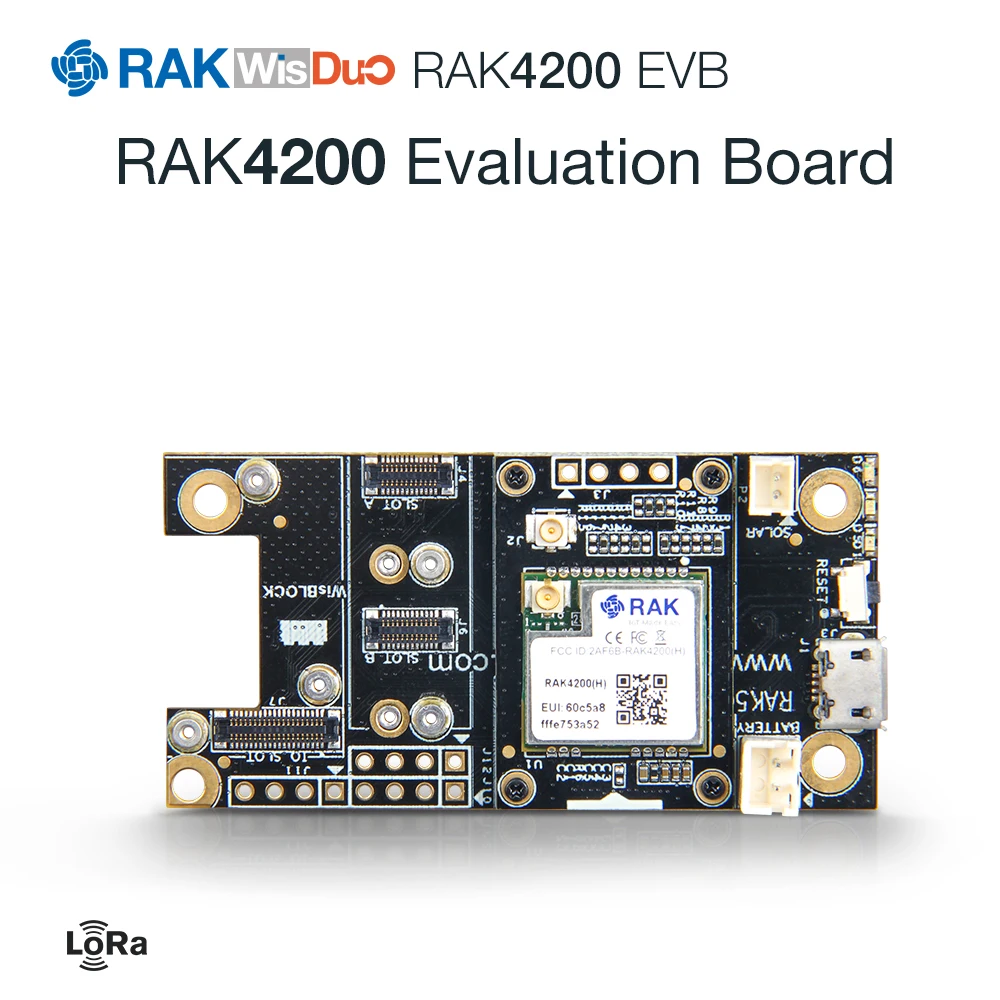 RAK4200 Evaluation Board WisBlock LoRa Module Includes STM32L071 MCU SX1276 Chip RAK5005 WisBase LoRaWAN 1.0.2 862 To 1020 MHz
RAK4200 Evaluation Board WisBlock LoRa Module Includes STM32L071 MCU SX1276 Chip RAK5005 WisBase LoRaWAN 1.0.2 862 To 1020 MHz