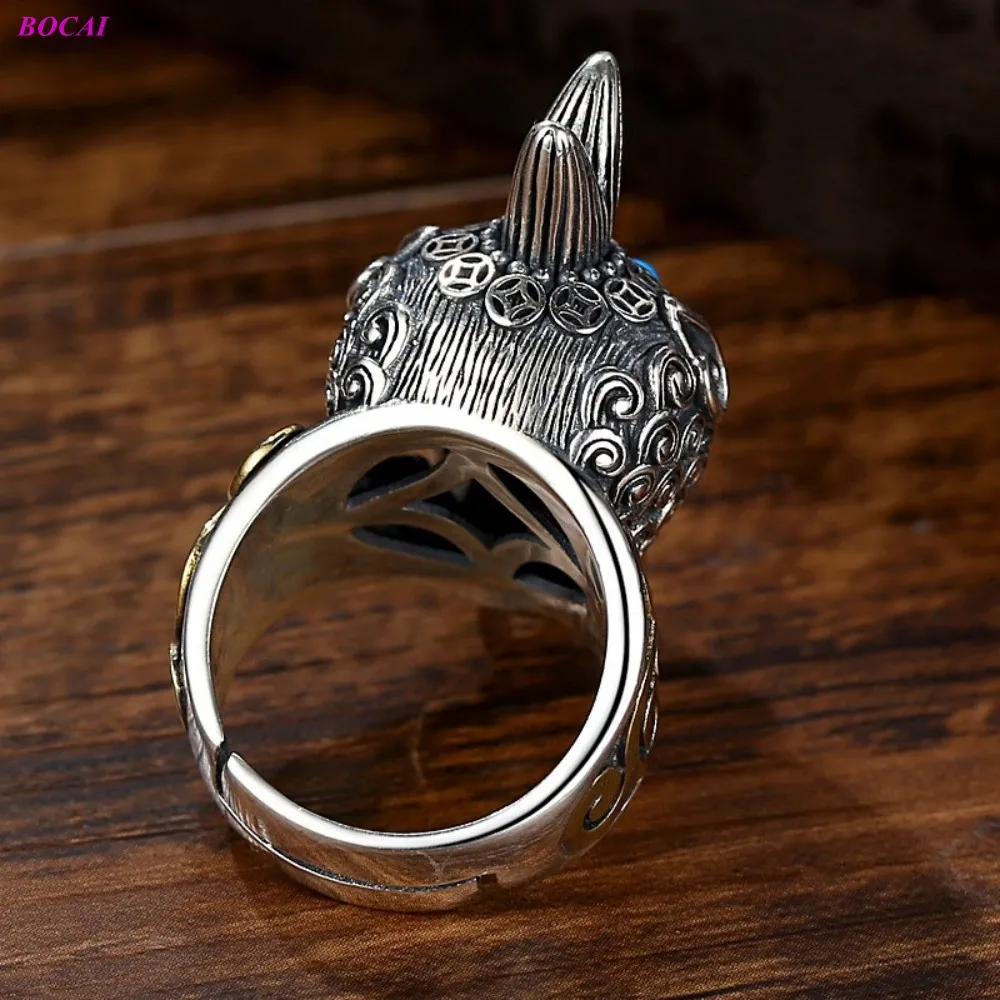 BOCAI S925 sterling silver rings Making money sacred beast male and female fashion personality open simple Thai silver ring
BOCAI S925 sterling silver rings Making money sacred beast male and female fashion personality open simple Thai silver ring
