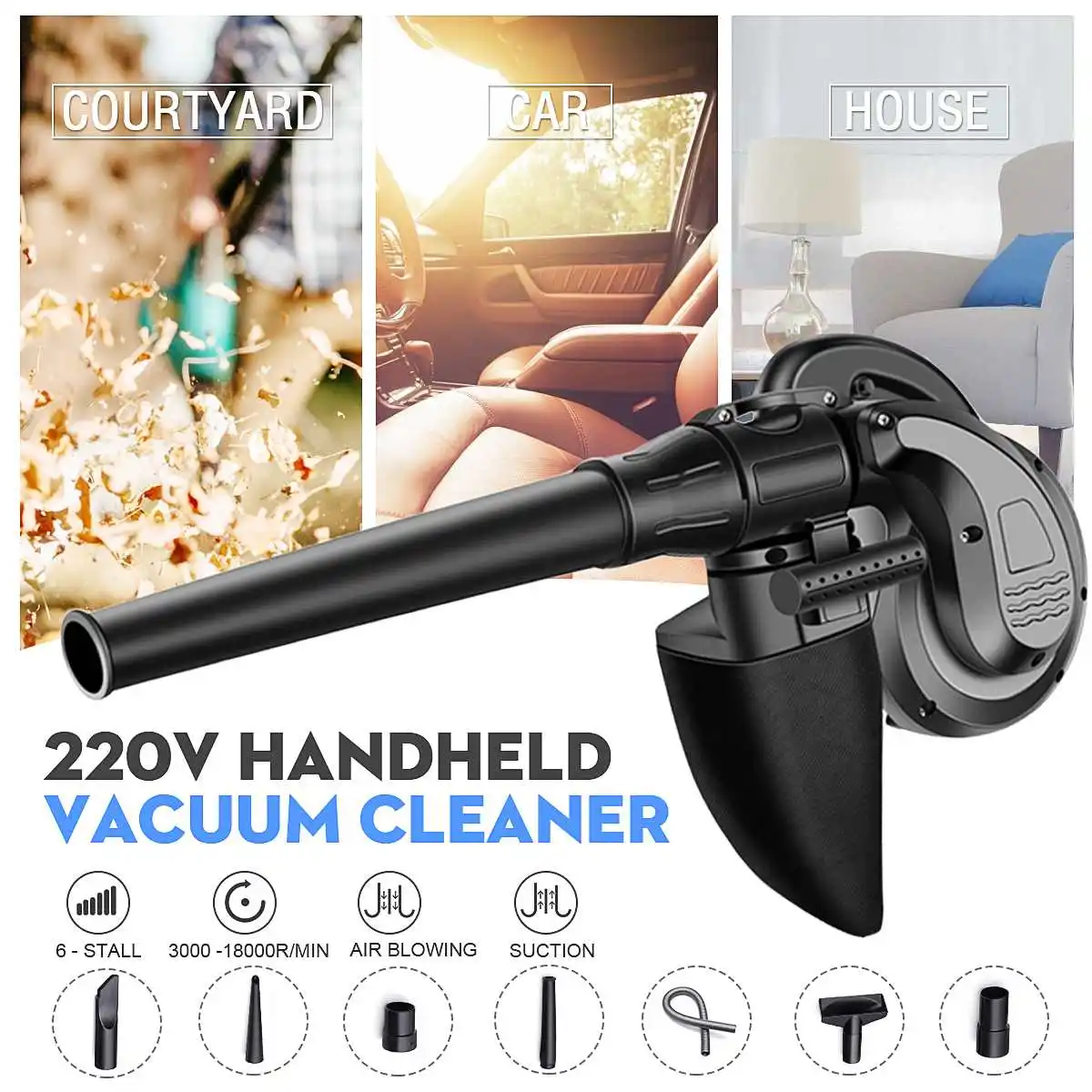 2 in 1 1180W Handheld Vacuum Cleaner Electric Air Blower Blowing Dust Collecting Computer Suction Leaf Dust Collector
2 in 1 1180W Handheld Vacuum Cleaner Electric Air Blower Blowing Dust Collecting Computer Suction Leaf Dust Collector