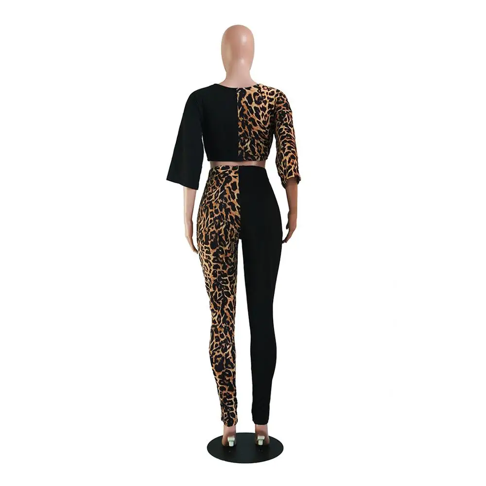 Leopard Print Patchwork Casual Two Piece Outfits O Neck Half Sleeve Bandage Crop Top Pants Tracksuit Women Plus Size Club Outfit
Leopard Print Patchwork Casual Two Piece Outfits O Neck Half Sleeve Bandage Crop Top Pants Tracksuit Women Plus Size Club Outfit