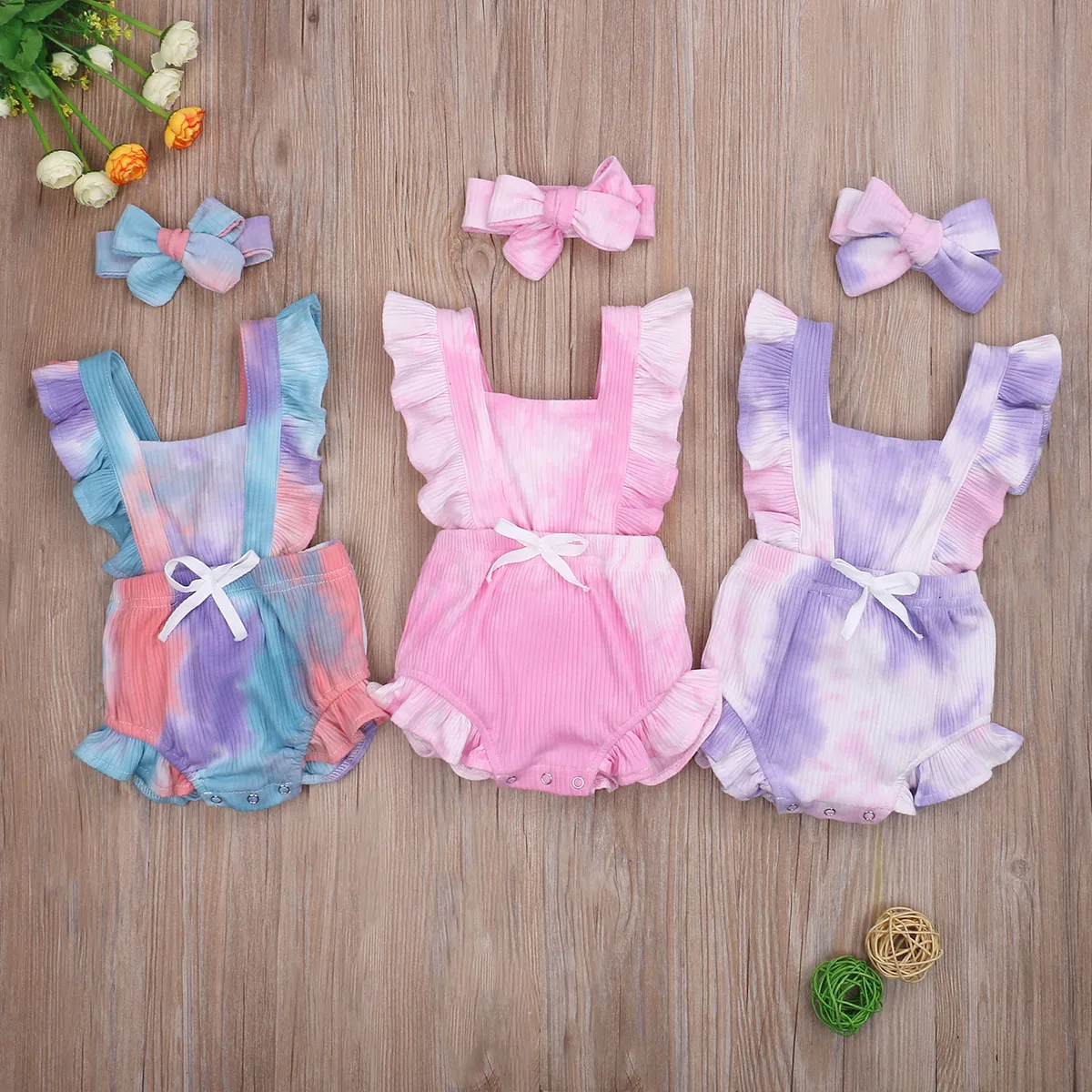 0-24M Newborn Toddler Boys Girls Tie-Dye Rompers Headband Ruffles Short Sleeve Printed Backless Jumpsuits 3 Colors
0-24M Newborn Toddler Boys Girls Tie-Dye Rompers Headband Ruffles Short Sleeve Printed Backless Jumpsuits 3 Colors