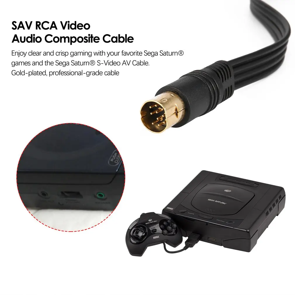 Позолоченный SAV RCA Видео Аудио Композитный кабель для Sega Saturn S-Video AV | Электроника