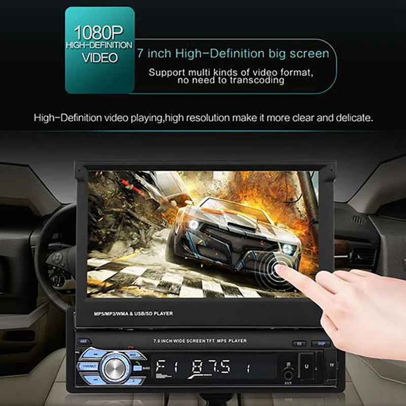 Мультимедийный проигрыватель 1 Din, 7 дюймов, сенсорный экран Hd, Mp5, Bluetooth, радио, Usb, Tf, Fm
Мультимедийный проигрыватель 1 Din, 7 дюймов, сенсорный экран Hd, Mp5, Bluetooth, радио, Usb, Tf, Fm