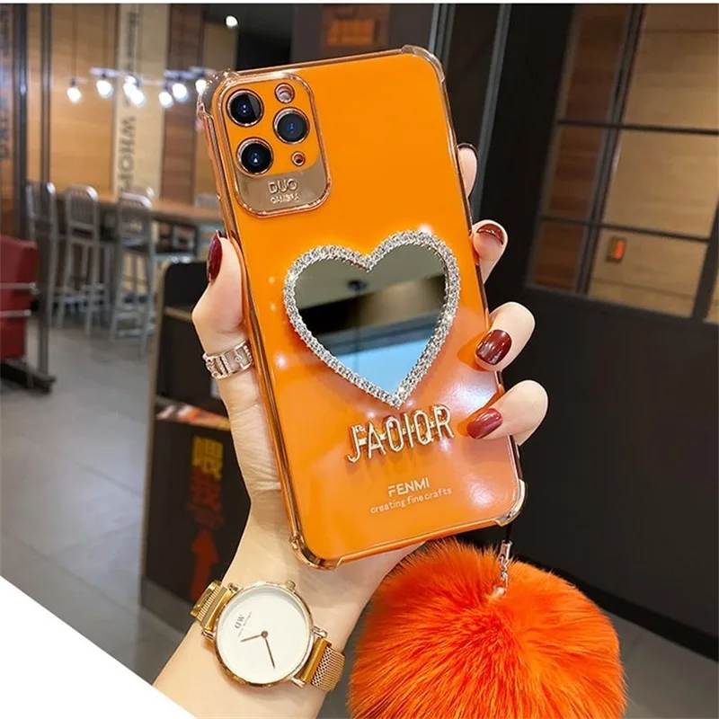 New 2022 Luxury Plating LoveHeart MirrorHairball Phone Case for iPhone13 12 11Pro 8 7Plus XR Fashion Glitter Soft Silicone Cover
New 2022 Luxury Plating LoveHeart MirrorHairball Phone Case for iPhone13 12 11Pro 8 7Plus XR Fashion Glitter Soft Silicone Cover