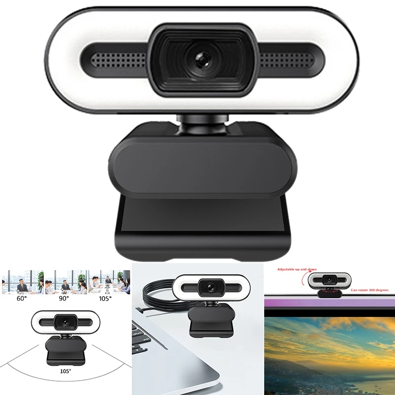 Webcam with Built-in Microphone 105° Wide-Angle Webcam Suitable for Live Video/Video Call/Online Meeting
Webcam with Built-in Microphone 105° Wide-Angle Webcam Suitable for Live Video/Video Call/Online Meeting