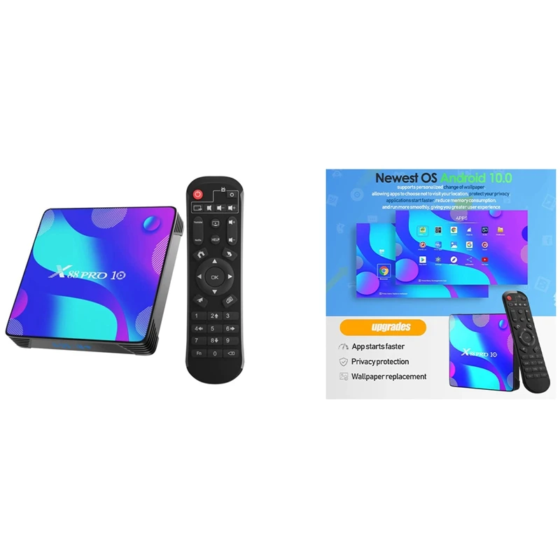 

Android TV Box, X10 Android 10.0 TV Box RK3318 Quad Core 64Bit Cortex-A53 2GB RAM 16GB ROM Bluetooth 4.0 USB 3.0
