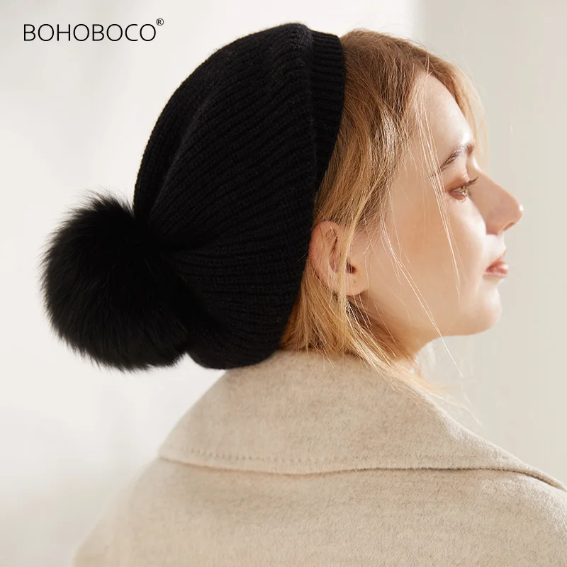 soft Wool Women Beanies Hats Real Fur Pompom Winter Warm Cashmere fox big ball knitted Beret
soft Wool Women Beanies Hats Real Fur Pompom Winter Warm Cashmere fox big ball knitted Beret