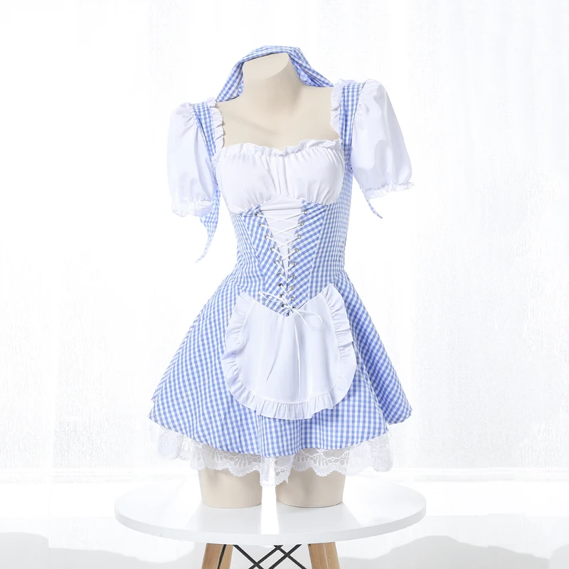 Cute Love Scene Cosplay Costume Sweet Lolita Sissy Maid Uniform Anime Girls Blue White Plaid Dress Sleepwear Dropship
Cute Love Scene Cosplay Costume Sweet Lolita Sissy Maid Uniform Anime Girls Blue White Plaid Dress Sleepwear Dropship