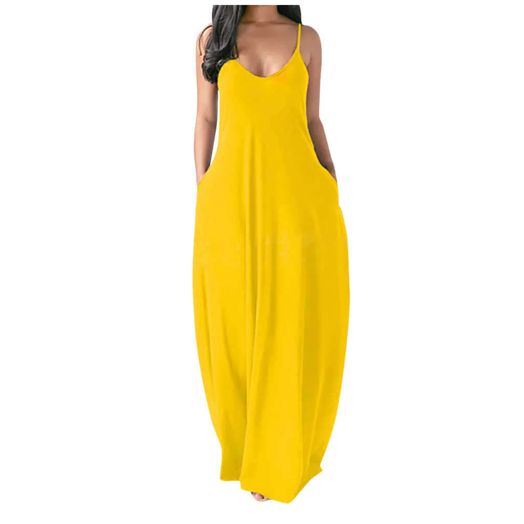 Sexy Plus Size Woman Dress Solid Sleeveless Strap Dress O-neck Pockets Camisole Long Dress Bohemia Casual Robe Femme
Sexy Plus Size Woman Dress Solid Sleeveless Strap Dress O-neck Pockets Camisole Long Dress Bohemia Casual Robe Femme