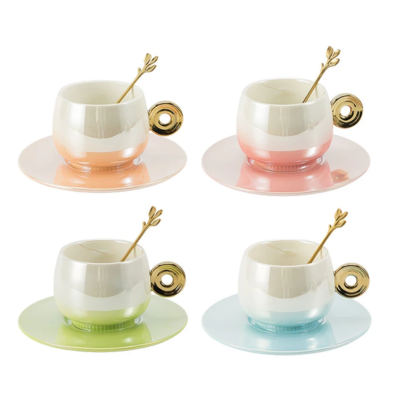 Fashion Luxury Gradient Color Coffee Cups With Saucers Nordic Home Decor Porcelain Tea Cup Saucer Creative Wedding Birthday Gift
Fashion Luxury Gradient Color Coffee Cups With Saucers Nordic Home Decor Porcelain Tea Cup Saucer Creative Wedding Birthday Gift