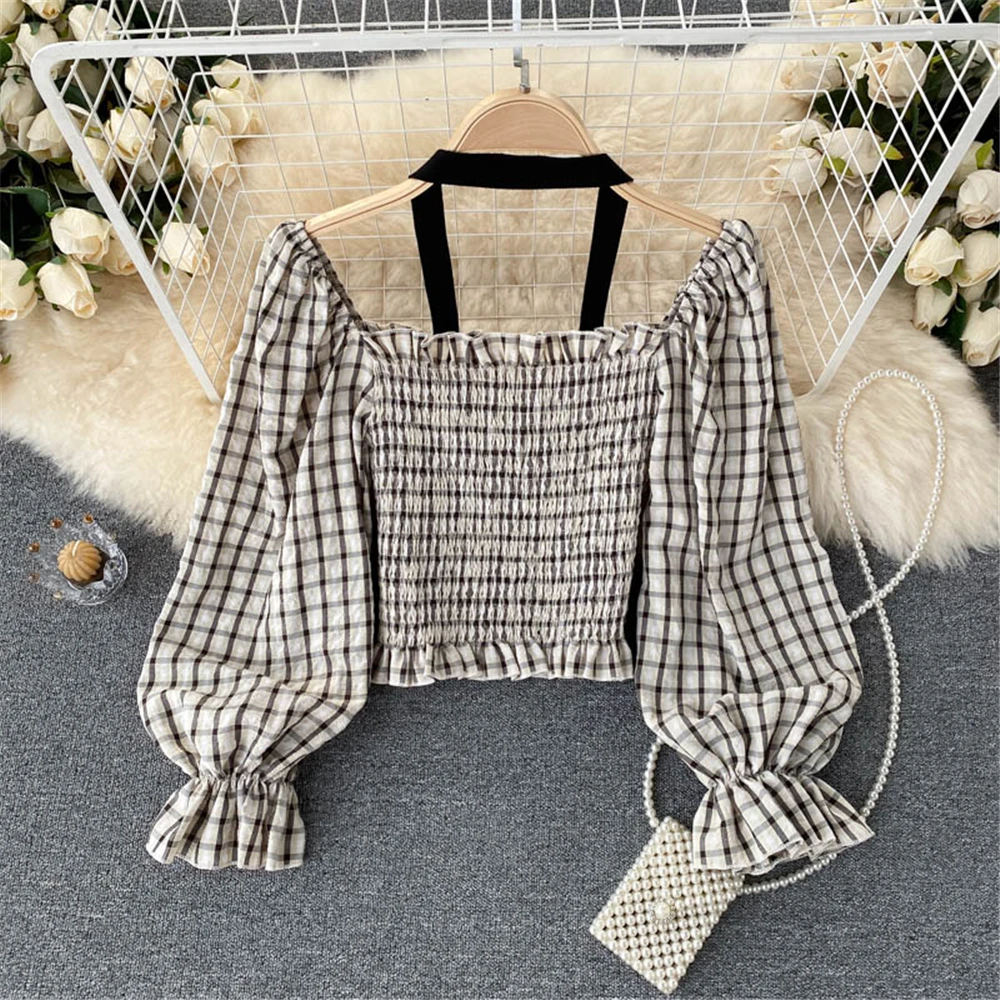Chic Women Striped T Shirt Flare Sleeve Halter Top Autumn Sexy One Shoulder Crop Tops Fashion Long Sleeve Tee Female Clothing
Chic Women Striped T Shirt Flare Sleeve Halter Top Autumn Sexy One Shoulder Crop Tops Fashion Long Sleeve Tee Female Clothing