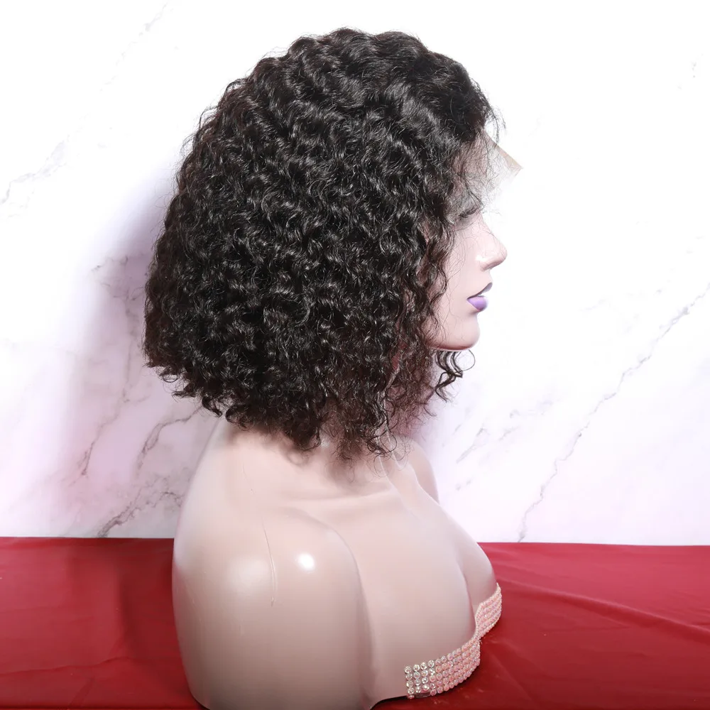 ALITOP Lace Front Human Hair Wig 130% Density Middle Ratio Kinky Curly Pre Plucked With Baby Brazilian Remy | Шиньоны и парики