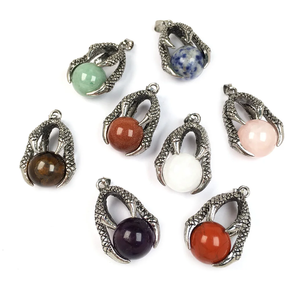 Natural Stones Pendant Creative Dragon Claw Hold Round Stone Beads Pendants for Jewelry Making DIY charm Necklaces Accessories
Natural Stones Pendant Creative Dragon Claw Hold Round Stone Beads Pendants for Jewelry Making DIY charm Necklaces Accessories