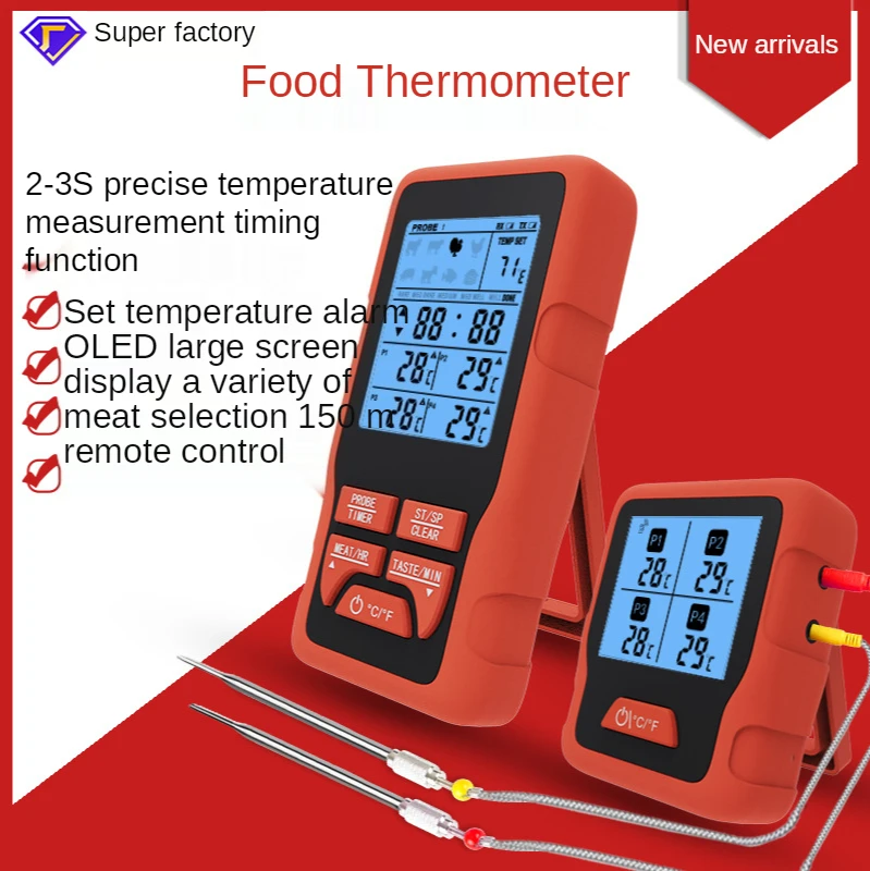 Electronic Large Screen Multi-needle Barbecue Thermometer Outdoor Picnic Portable Multi-function Wireless Thermometer
Electronic Large Screen Multi-needle Barbecue Thermometer Outdoor Picnic Portable Multi-function Wireless Thermometer