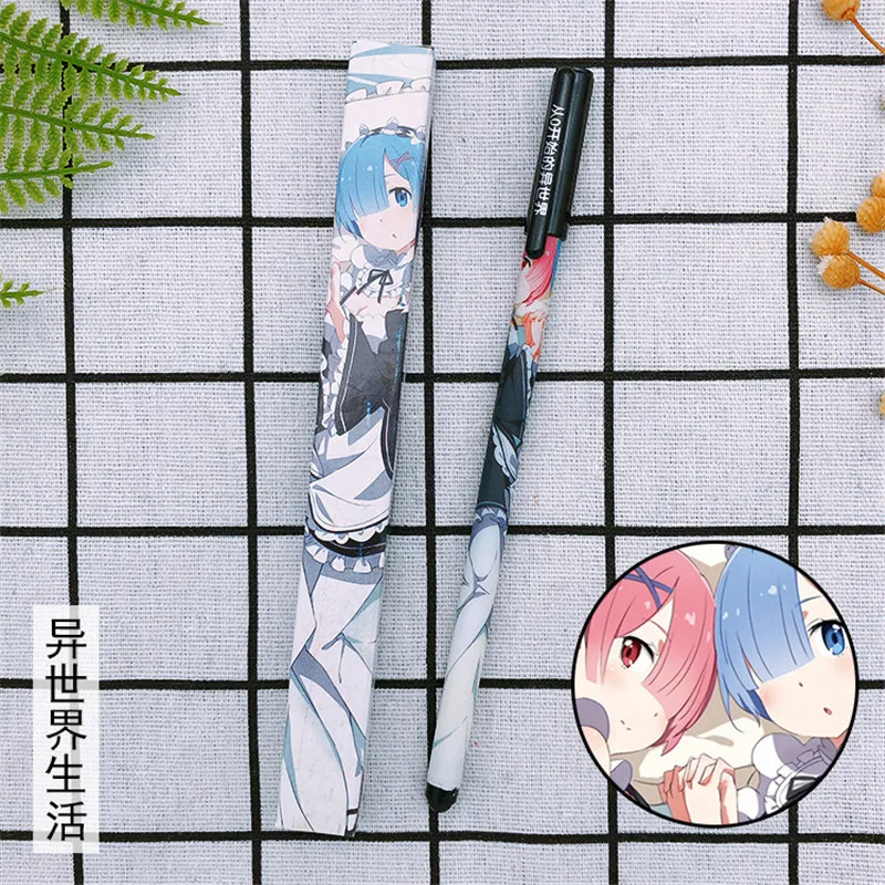 10 sets/lot Anime Re Life in a different world from zero Gel pen Emilia Rem Ram Ballpoint Pen 0.5 Black refill Pens 
10 sets/lot Anime Re Life in a different world from zero Gel pen Emilia Rem Ram Ballpoint Pen 0.5 Black refill Pens