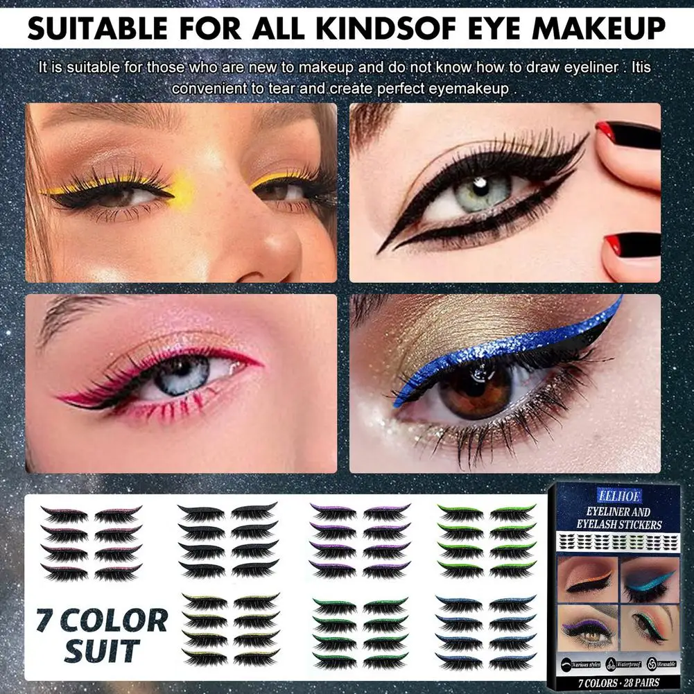 28Pairs Reusable Glitter Eyeliner And Eyelash Stickers Invisible Self-adhesive Eye Line Sticker Eye Makeup Tools Party Cosplay
28Pairs Reusable Glitter Eyeliner And Eyelash Stickers Invisible Self-adhesive Eye Line Sticker Eye Makeup Tools Party Cosplay