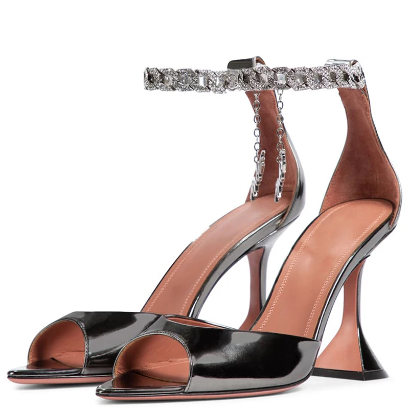 Meotina Women Sandals Shoes Peep Toe High Heel Sandals Chain Ankle Strap Shoes Strange Style Ladies Footwear Summer Black White
Meotina Women Sandals Shoes Peep Toe High Heel Sandals Chain Ankle Strap Shoes Strange Style Ladies Footwear Summer Black White