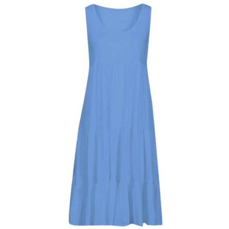 Summer Women Vest Dress O-Neck Sleeveless Solid Midi Dress Stitching Large Swing Casual Loose Sundress Vestidos
Summer Women Vest Dress O-Neck Sleeveless Solid Midi Dress Stitching Large Swing Casual Loose Sundress Vestidos