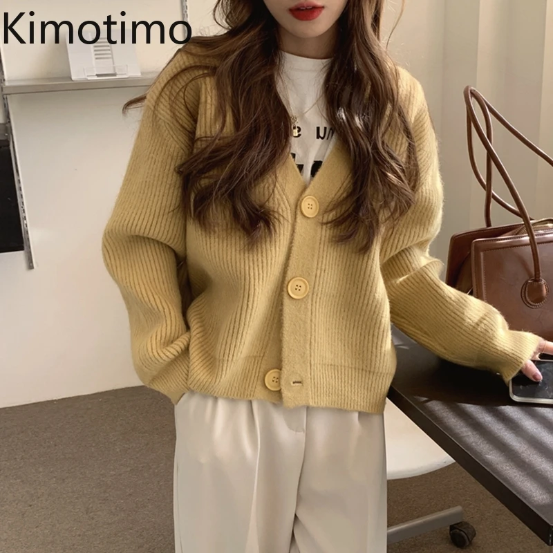 Kimotimo Solid Knitted Cardigan Women 2021 Autumn V-neck Sweater Coat Korean Chic Casual Long Sleeve All-match Cardigans Blusas
Kimotimo Solid Knitted Cardigan Women 2021 Autumn V-neck Sweater Coat Korean Chic Casual Long Sleeve All-match Cardigans Blusas