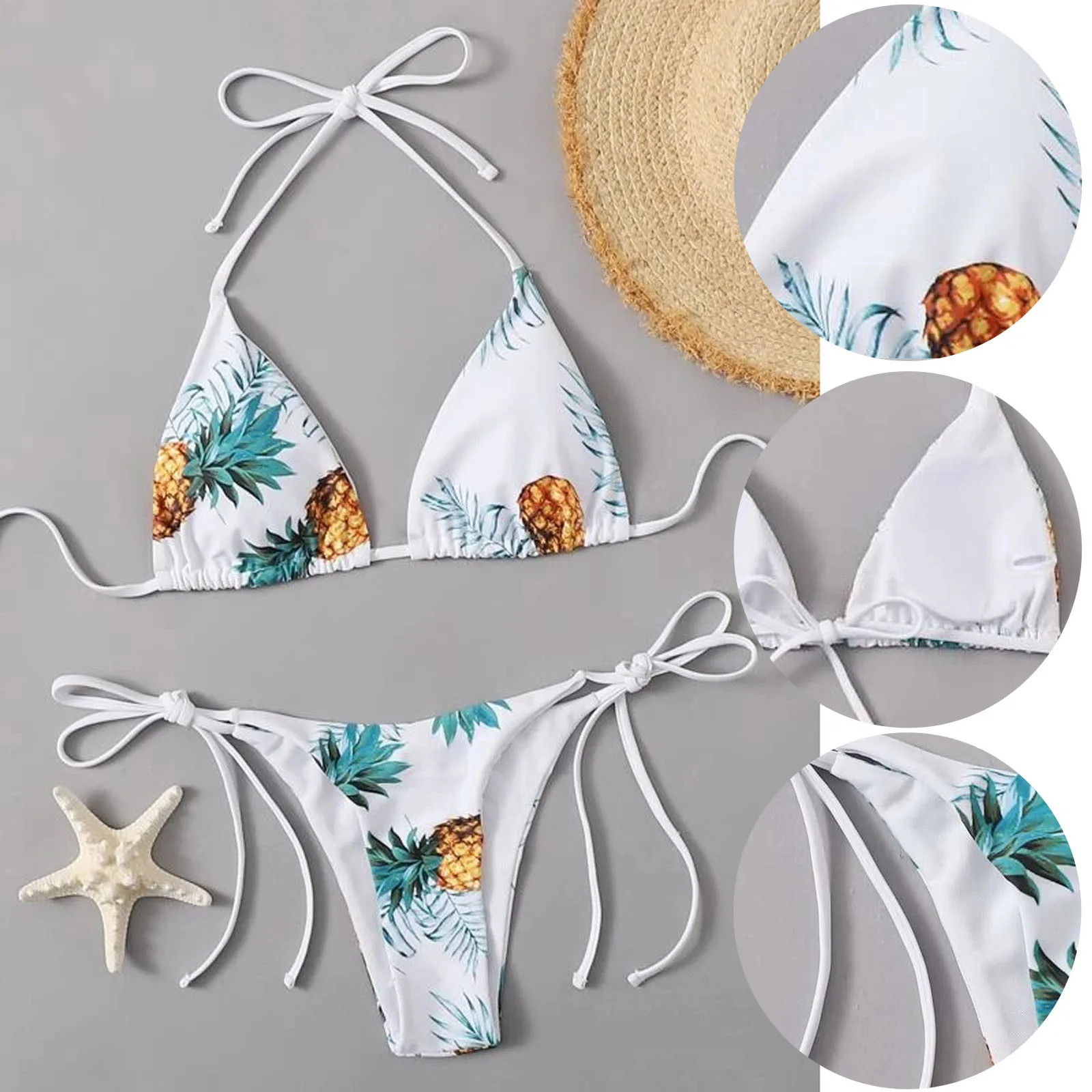 Women's Bikini Swimsuit Ladies Sexy Pineapple Printed Three-point Split Bikini Swimsuit maillot de bain femme taille haute E1
Women's Bikini Swimsuit Ladies Sexy Pineapple Printed Three-point Split Bikini Swimsuit maillot de bain femme taille haute E1