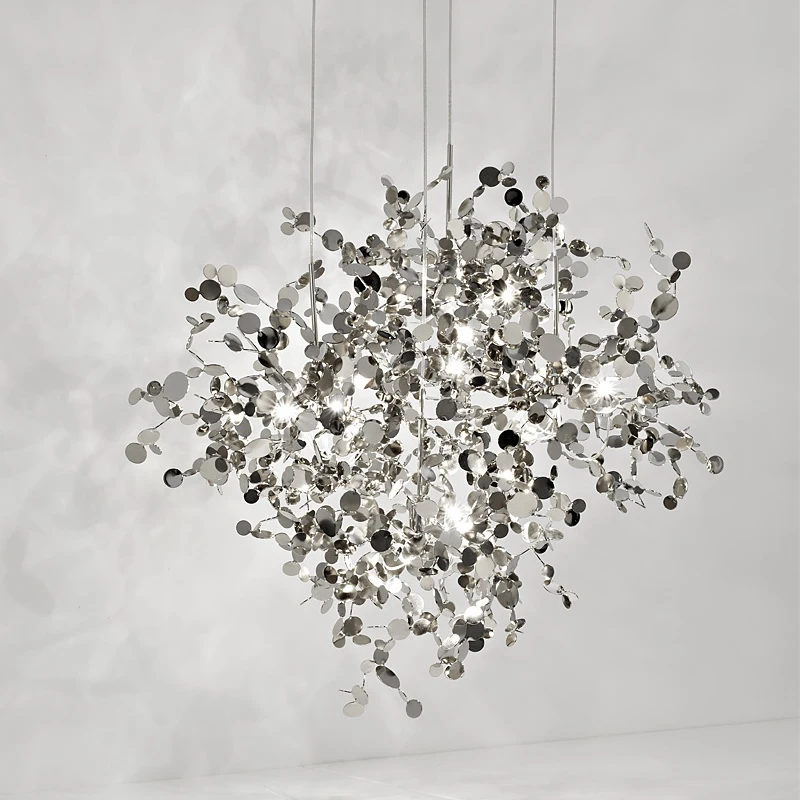Nordic modern personality stainless steel chrome leaf LED chandelier living room lamp bar table lamp dining room chandelier
Nordic modern personality stainless steel chrome leaf LED chandelier living room lamp bar table lamp dining room chandelier