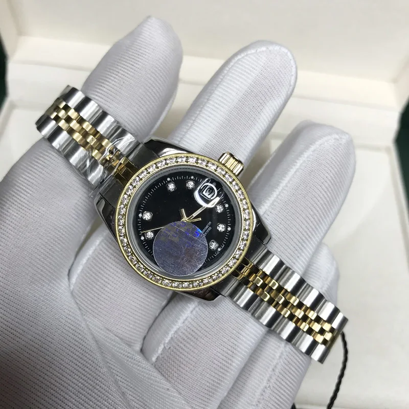 

Diamonds bezel 18K Gold&Silver Luxury watch 26mm women AAA quality sapphire glass Automatic sweeping datejust watches Rolexable