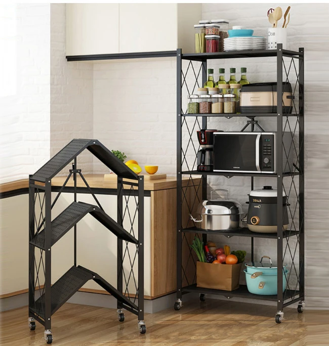 Mobile room household black iron metal wire 3-layer foldable kitchen corner storage rack for kitchenware
Mobile room household black iron metal wire 3-layer foldable kitchen corner storage rack for kitchenware