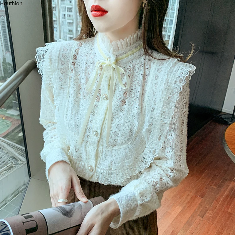 Autumn New Women's Blouses Lotus leaf collar shirt Long Sleeve Tops Jacquard Blouse Girl Lace Ribbon Casual Fashion Lady Loose
Autumn New Women's Blouses Lotus leaf collar shirt Long Sleeve Tops Jacquard Blouse Girl Lace Ribbon Casual Fashion Lady Loose