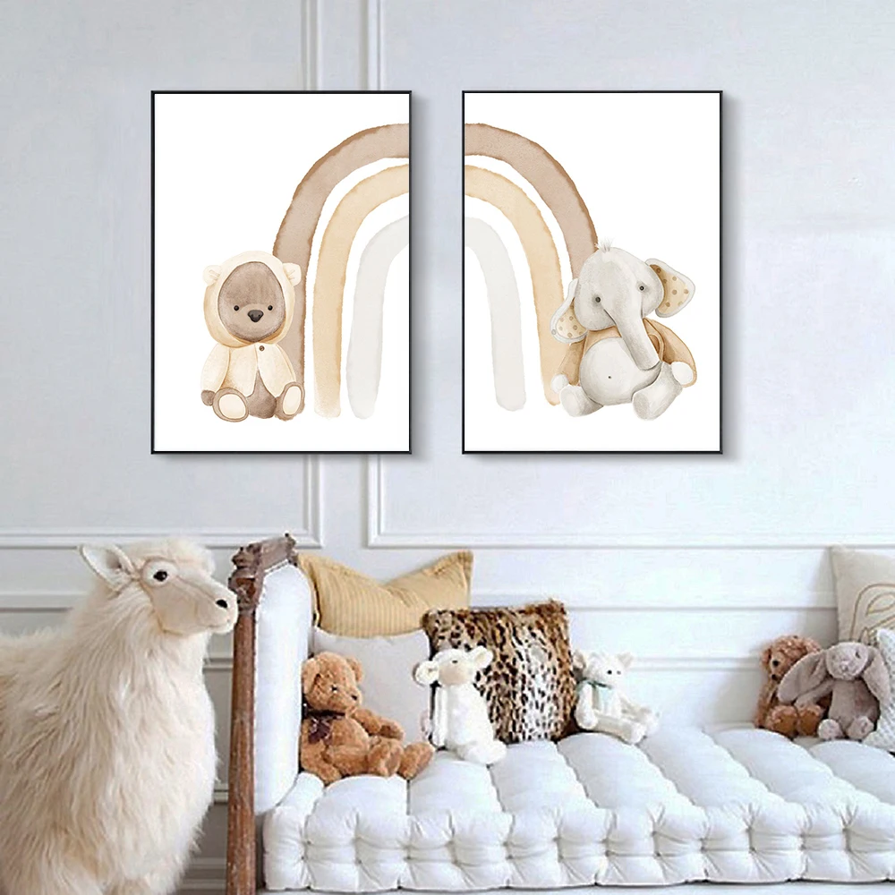 Nordic Poster Canvas Cute Elephant Teddy Bear Half Rainbow Nursery Painting Art Print Wall Picture Living Baby Room Home Decor
Nordic Poster Canvas Cute Elephant Teddy Bear Half Rainbow Nursery Painting Art Print Wall Picture Living Baby Room Home Decor