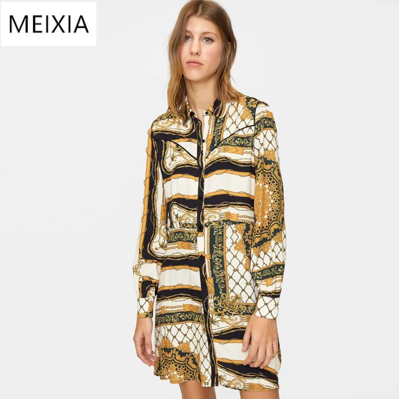 Womens' Shirt Dress Elegant Summer European Style Personality Printing Short Long-sleeved Lapel Dress female Vestidos
Womens' Shirt Dress Elegant Summer European Style Personality Printing Short Long-sleeved Lapel Dress female Vestidos