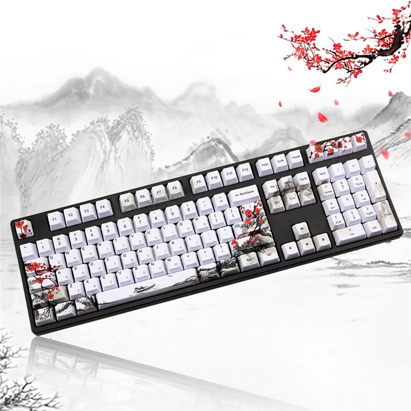 109 Keys Plum Blossom Keycap PBT OEM Cherry Profile Diy Korean Key Caps For Mechanical Keyboard Japanese US Character Keycaps
109 Keys Plum Blossom Keycap PBT OEM Cherry Profile Diy Korean Key Caps For Mechanical Keyboard Japanese US Character Keycaps