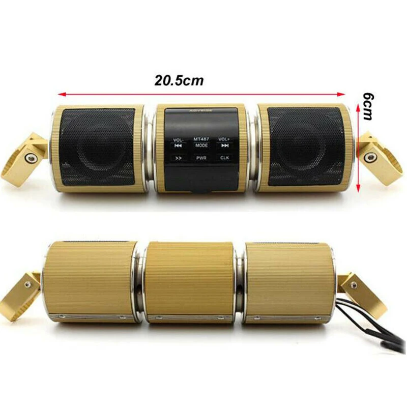 1pcs Gold Motorcycle Audio Sound System Bluetooth MP3 FM Radio Stereo Speaker For Kawasaki
1pcs Gold Motorcycle Audio Sound System Bluetooth MP3 FM Radio Stereo Speaker For Kawasaki