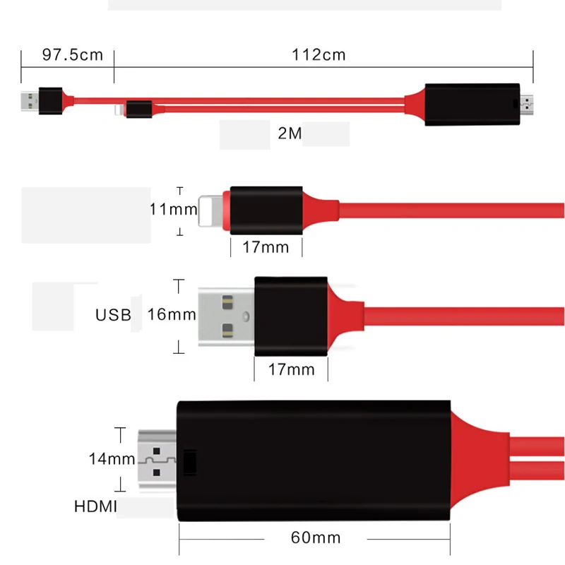 Кабель HDMI 1 8 м для Lightning Micro USB в адаптер конвертер кабель AV HD TV IOS iPhone iPad MHL Android Phone |
