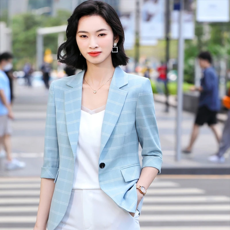 2021 Spring Summer Elegant Plaid Half Sleeve Formal Blazers Jackets Coat Women Business Work Wear Outwear Tops OL Styles Blaser
2021 Spring Summer Elegant Plaid Half Sleeve Formal Blazers Jackets Coat Women Business Work Wear Outwear Tops OL Styles Blaser