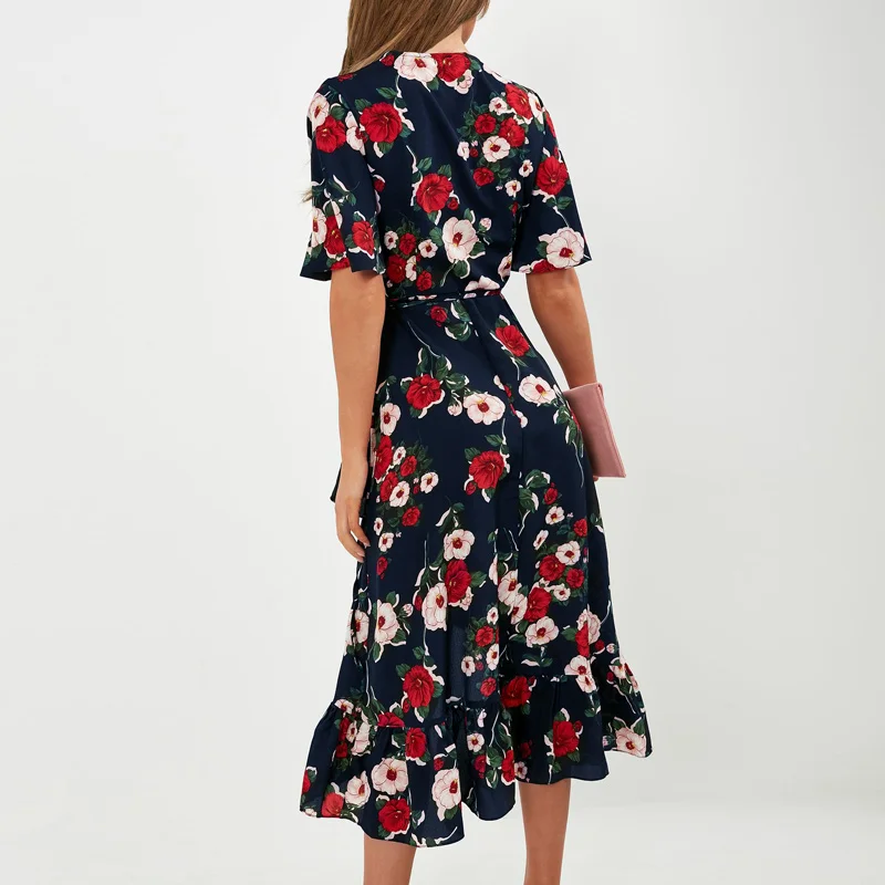Bohemian Floral Print Dress Women Summer Ruffle Short Sleeve Chiffon Beach Dress V Neck Long Elegant Party Dress Vestidos Mujer
Bohemian Floral Print Dress Women Summer Ruffle Short Sleeve Chiffon Beach Dress V Neck Long Elegant Party Dress Vestidos Mujer