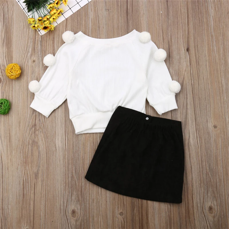 Комплект одежды для девочек от 0 до 18 месяцев свитер в белую полоску с помпонами